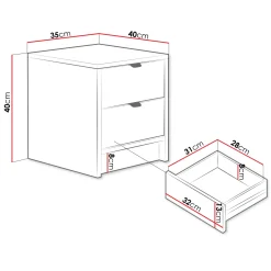 Garnero Arredamenti Comodino 35x40h cm 2 cassetti cannettato Athena Beige Best