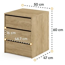Garnero Arredamenti Comodino 50x60h cm 3 cassetti Ombra Rovere Hot