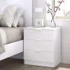 Garnero Arredamenti Comodino 50x58h cm 3 cassetti moderno bianco opaco Manuel