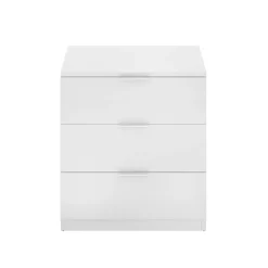 Garnero Arredamenti Comodino 50x58h cm 3 cassetti moderno bianco opaco Manuel