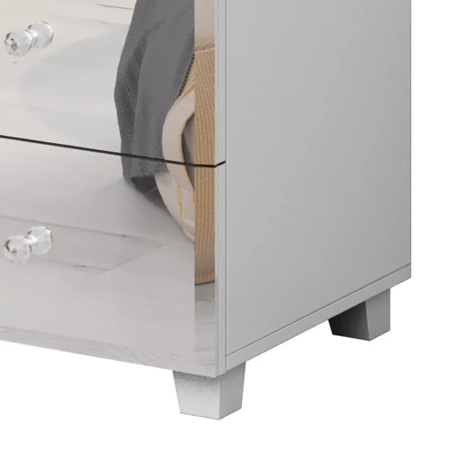 Garnero Arredamenti Comodino 45x51h cm 2 cassetti design con specchio bianco Selva Bianco Opaco