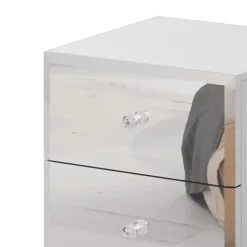 Garnero Arredamenti Comodino 45x51h cm 2 cassetti design con specchio bianco Selva Bianco Opaco