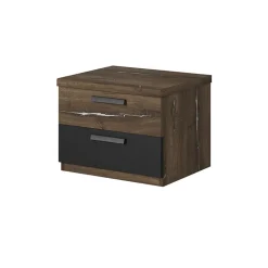 Garnero Arredamenti Comodino 46x37h cm 2 cassetti moderno rovere scuro nero Vulcano Rovere Rustico Online