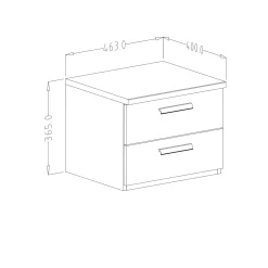 Garnero Arredamenti Comodino 46x36h cm 2 cassetti moderno nero Vulcano Rovere New