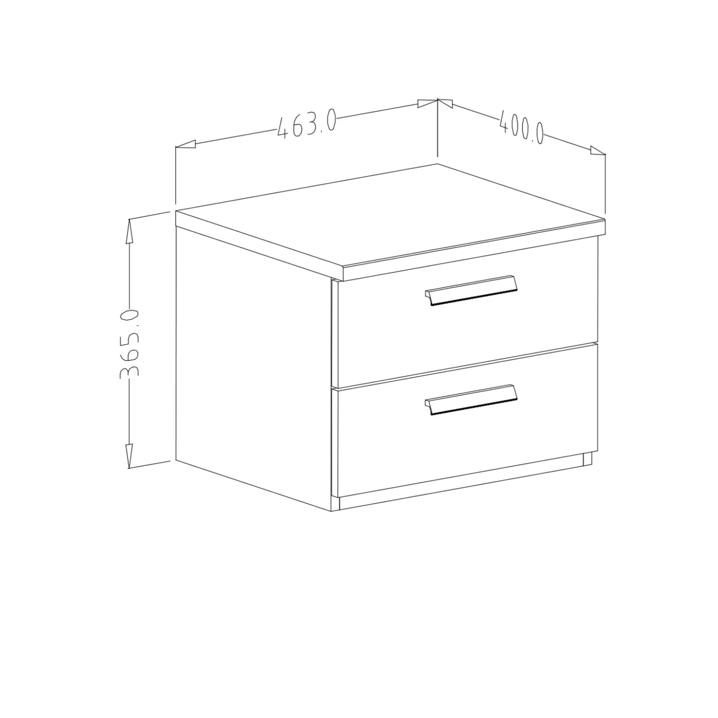 Garnero Arredamenti Comodino 46x36h cm 2 cassetti moderno nero Vulcano Rovere New