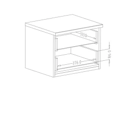 Garnero Arredamenti Comodino 46x36h cm 2 cassetti moderno nero Vulcano Rovere New