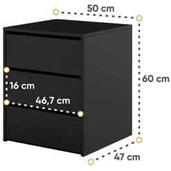 Garnero Arredamenti Comodino 50x60h cm 3 cassetti nero Ombra Nero Opaco
