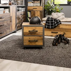 Garnero Arredamenti Comodino 46x51h cm 2 cassetti stile soft rovere scuro nero Urbania