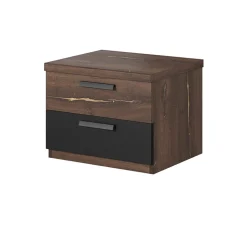 Garnero Arredamenti Comodino 46x37h cm 2 cassetti moderno quercia scuro nero Vulcano Noce Best