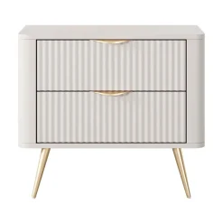 Garnero Arredamenti Comodino 63x55h cm 2 cassetti cannettato Ramis Beige Sale