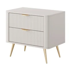 Garnero Arredamenti Comodino 63x55h cm 2 cassetti cannettato Ramis Beige Sale