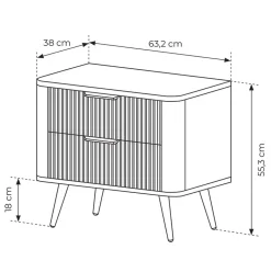 Garnero Arredamenti Comodino 63x55h cm 2 cassetti cannettato Ramis Beige Sale