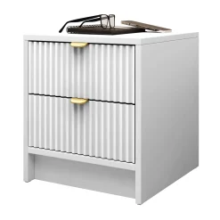 Garnero Arredamenti Comodino 35x40h cm 2 cassetti cannettato bianco Athena Bianco Opaco Online