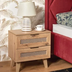 Garnero Arredamenti Comodino 50x52h cm 2 cassetti moderno rovere Sombra Sale