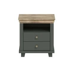 Garnero Arredamenti Comodino 52x54h cm 2 cassetti moderno quercia Texel Verde New