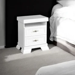 Garnero Arredamenti Comodino 58x68h cm 2 cassetti shabby Kelly Bianco Frassinato Online