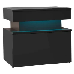 Garnero Arredamenti Comodino 55x51h cm 1 cassetto con LED nero Lumus Nero Lucido Clearance