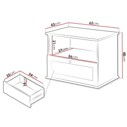Garnero Arredamenti Comodino 62x48h cm 1 cassetto bianco rovere Relaxio New