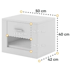 Garnero Arredamenti Comodino 50x40h cm 1 cassetto Ombra Bianco Opaco New
