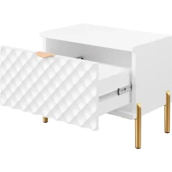 Garnero Arredamenti Comodino 50x40h cm 1 cassetto con frontali decorati bianco Amsterdam New