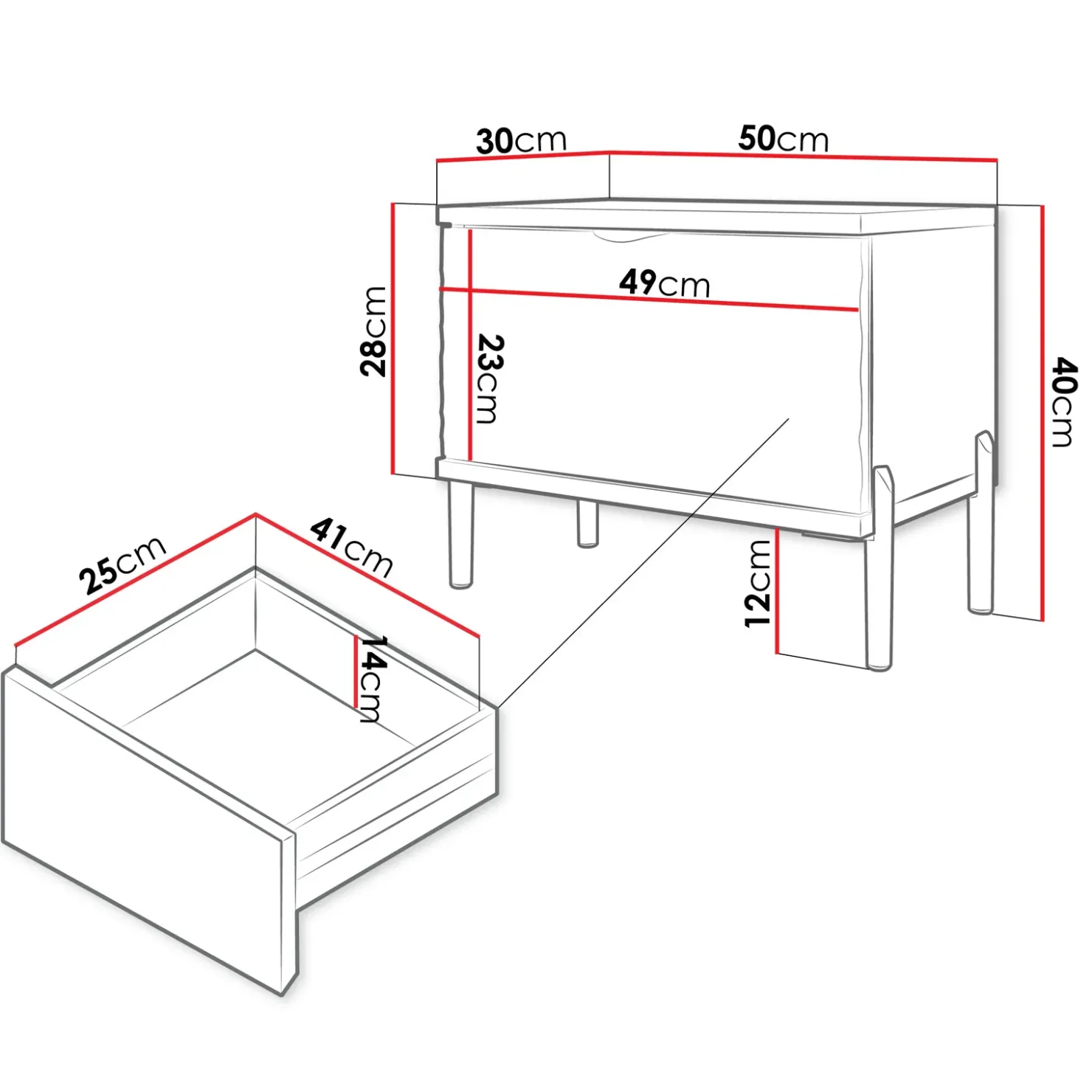 Garnero Arredamenti Comodino 50x40h cm 1 cassetto con frontali decorati bianco Amsterdam New