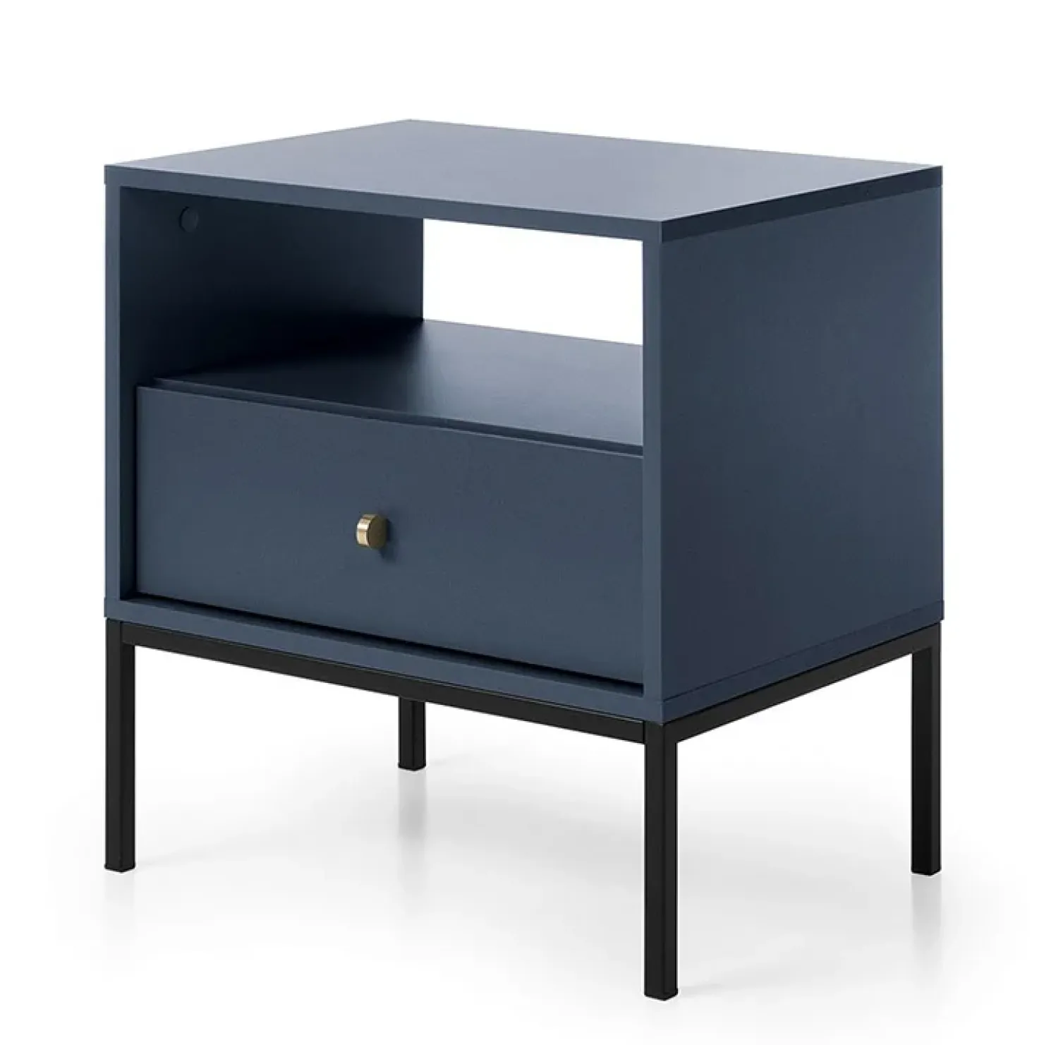Garnero Arredamenti Comodino 54x56h cm 1 cassetto moderno notte Glory Blu Discount