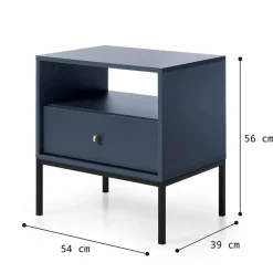 Garnero Arredamenti Comodino 54x56h cm 1 cassetto moderno notte Glory Blu Discount