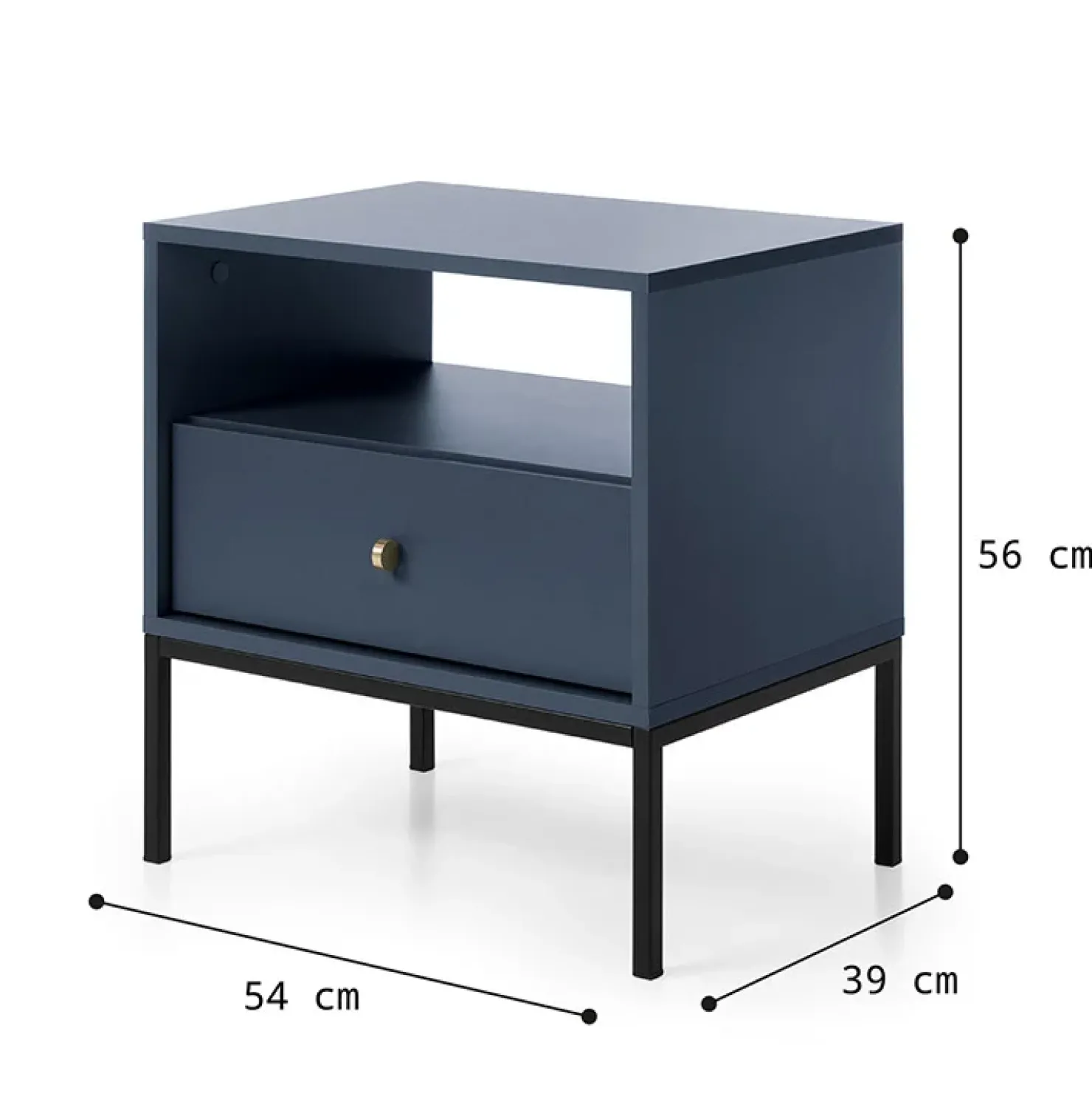 Garnero Arredamenti Comodino 54x56h cm 1 cassetto moderno notte Glory Blu Discount