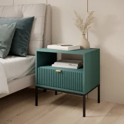 Garnero Arredamenti Comodino 54x56h cm 1 cassetto moderno Alisa Verde Sale