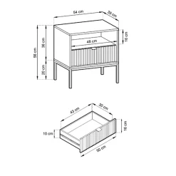 Garnero Arredamenti Comodino 54x56h cm 1 cassetto moderno Alisa Verde Sale