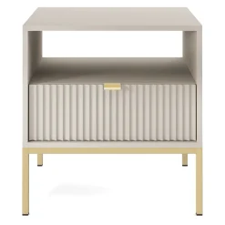 Garnero Arredamenti Comodino 54x56h cm 1 cassetto moderno Alisa Beige Hot