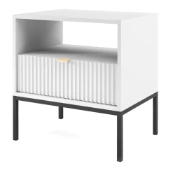 Garnero Arredamenti Comodino 54x56h cm 1 cassetto moderno bianco Alisa Bianco Opaco Hot