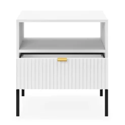 Garnero Arredamenti Comodino 54x56h cm 1 cassetto moderno bianco Alisa Bianco Opaco Hot