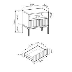Garnero Arredamenti Comodino 54x56h cm 1 cassetto moderno bianco Alisa Bianco Opaco Hot