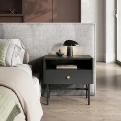 Garnero Arredamenti Comodino 55x52h cm 1 cassetto moderno nero Eterna Nero Opaco