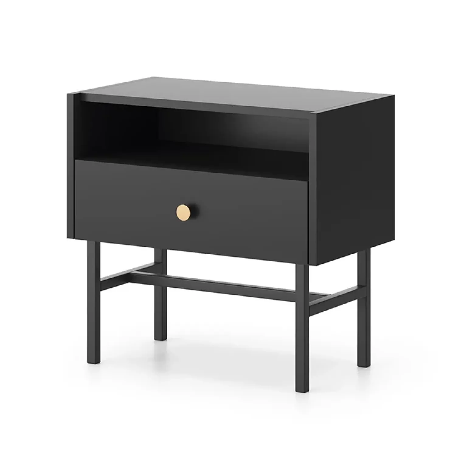 Garnero Arredamenti Comodino 55x52h cm 1 cassetto moderno nero Eterna Nero Opaco