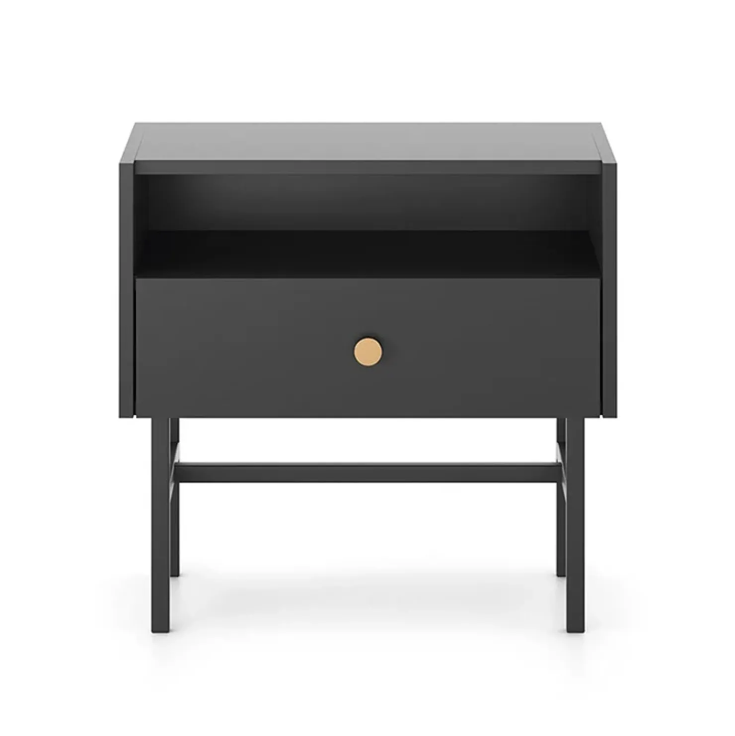 Garnero Arredamenti Comodino 55x52h cm 1 cassetto moderno nero Eterna Nero Opaco