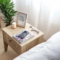 Garnero Arredamenti Comodino 45x46h cm 1 cassetto USB C rovere Noor