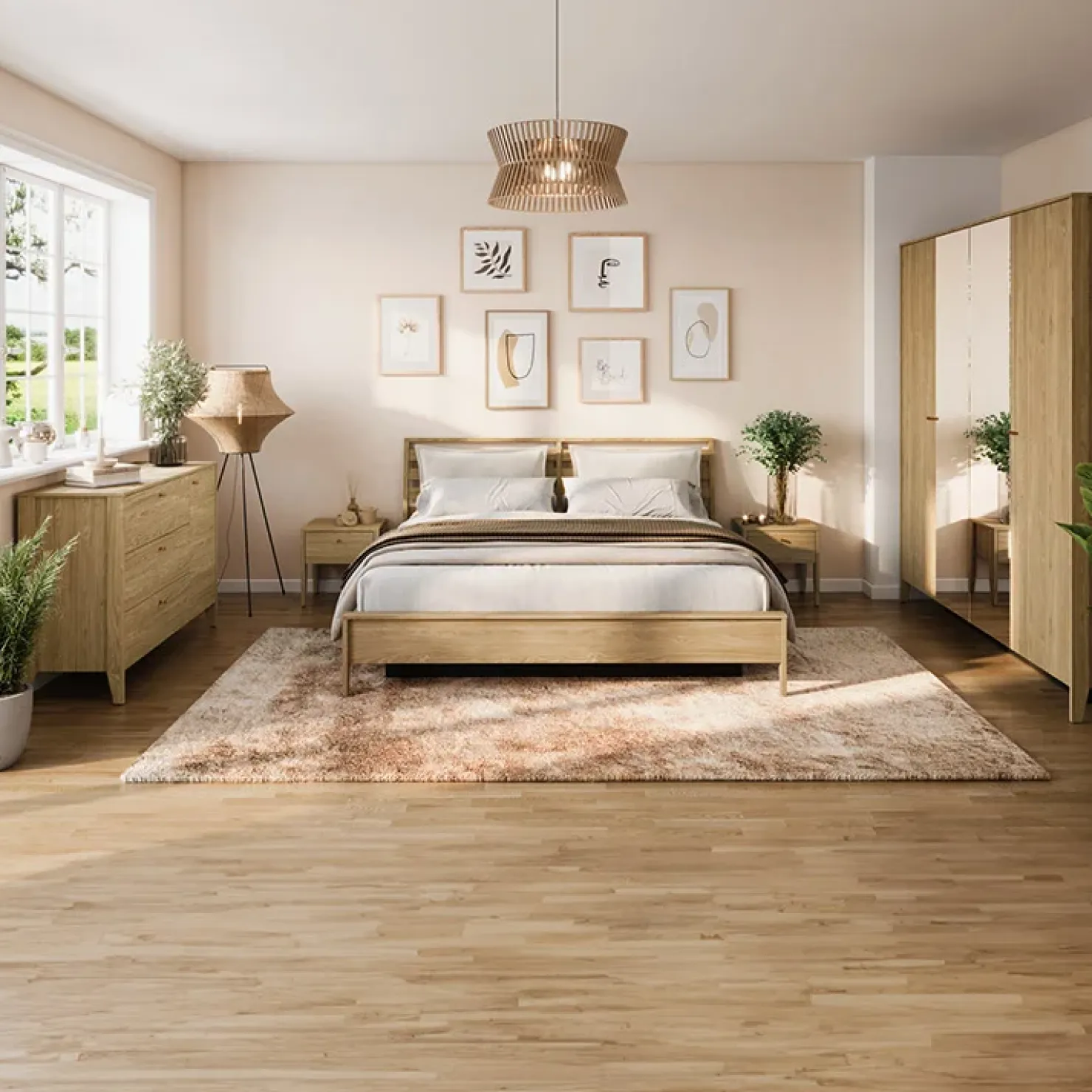 Garnero Arredamenti Comodino 45x46h cm 1 cassetto USB C rovere Noor