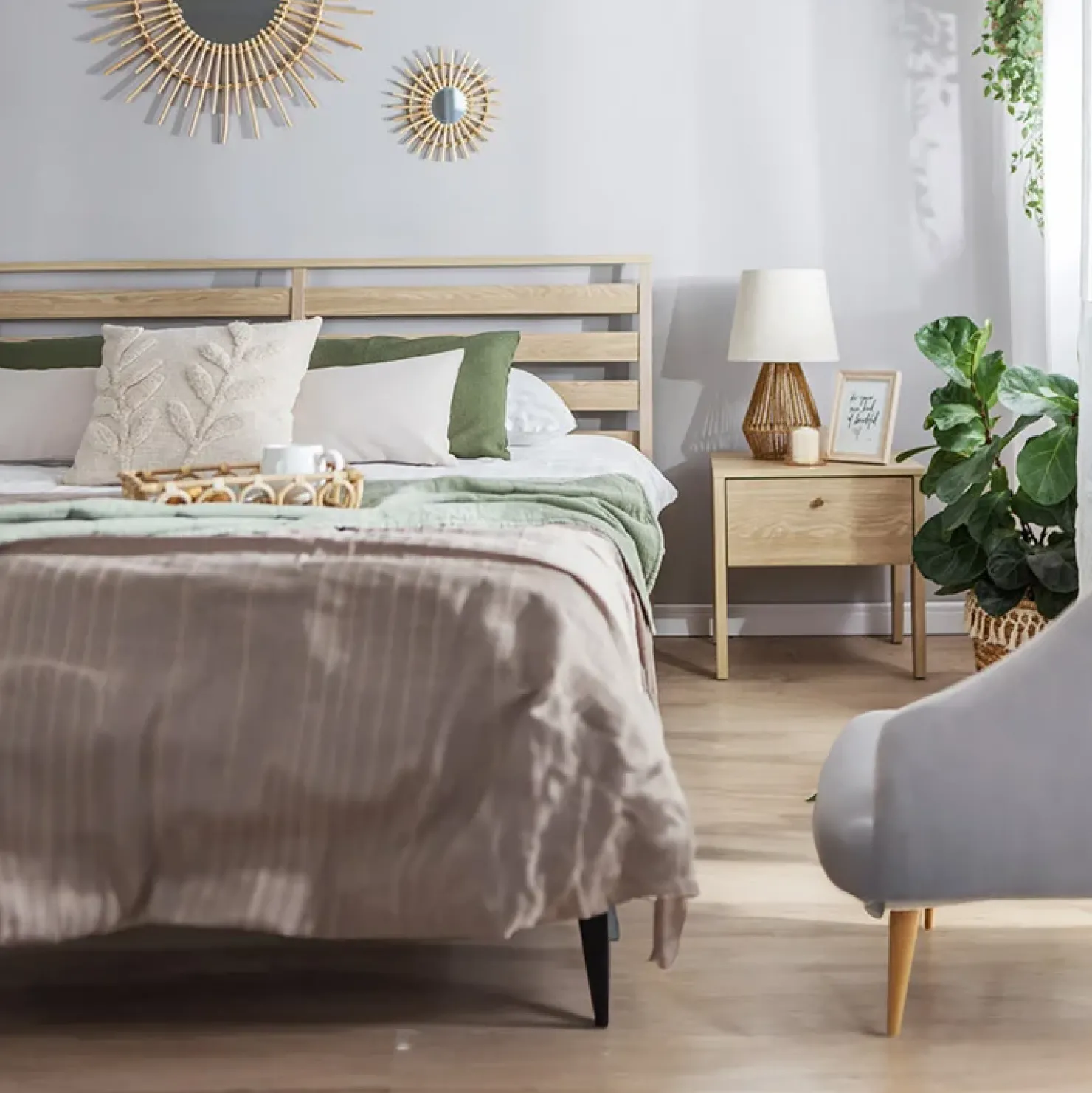 Garnero Arredamenti Comodino 45x46h cm 1 cassetto USB C rovere Noor