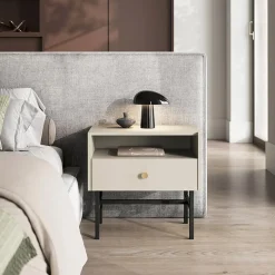 Garnero Arredamenti Comodino 55x52h cm 1 cassetto moderno Eterna Beige Sale