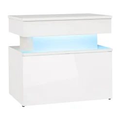 Garnero Arredamenti Comodino 55x51h cm 1 cassetto con LED bianco Lumus Bianco Lucido Outlet