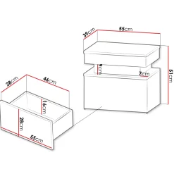 Garnero Arredamenti Comodino 55x51h cm 1 cassetto con LED bianco Lumus Bianco Lucido Outlet