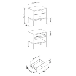Garnero Arredamenti Comodino 54x56h cm 1 cassetto moderno Glory Beige New