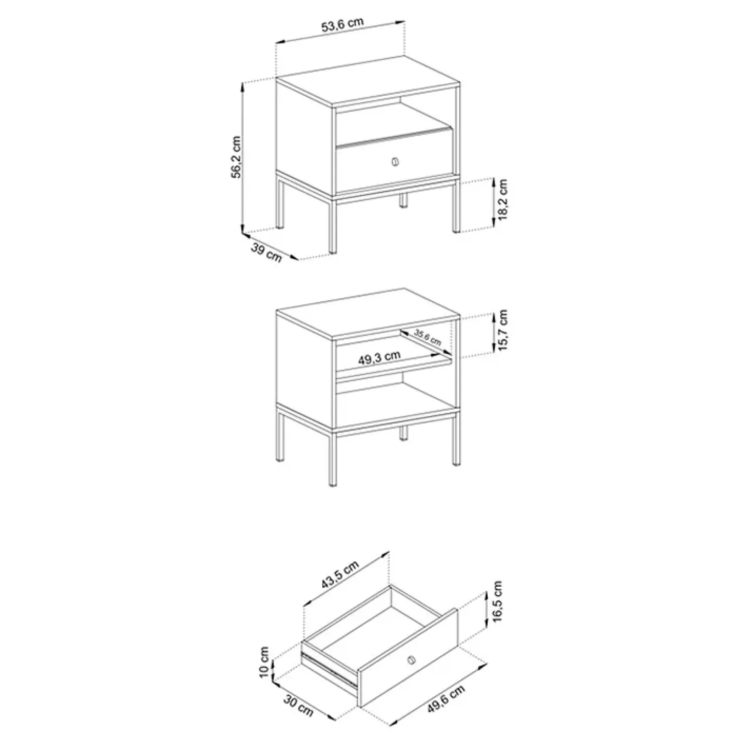 Garnero Arredamenti Comodino 54x56h cm 1 cassetto moderno Glory Beige New
