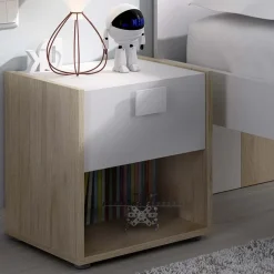 Garnero Arredamenti Comodino 40x42h cm 1 cassetto moderno rovere bianco Cairo Online