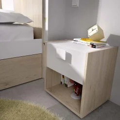 Garnero Arredamenti Comodino 40x42h cm 1 cassetto moderno rovere bianco Cairo Online