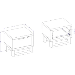 Garnero Arredamenti Comodino 55x49h cm 1 cassetto rovere Petra Outlet