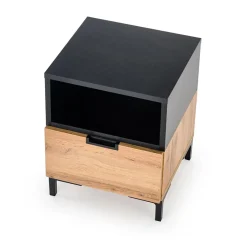 Garnero Arredamenti Comodino 40x52h cm 1 cassetto moderno rovere nero Ankara New