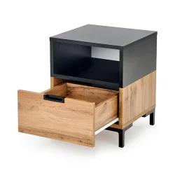 Garnero Arredamenti Comodino 40x52h cm 1 cassetto moderno rovere nero Ankara New